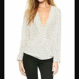 Club Monaco White polka dot blouse
